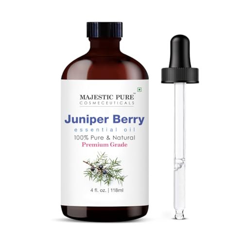 Majestic Pure Wacholder ätherisches Öl mit Glaspipette - 100% rein und natürlich - Ätherisches Öl für Diffuser, Aromatherapie, Seifen- und Kerzenherstellung, 118 ml