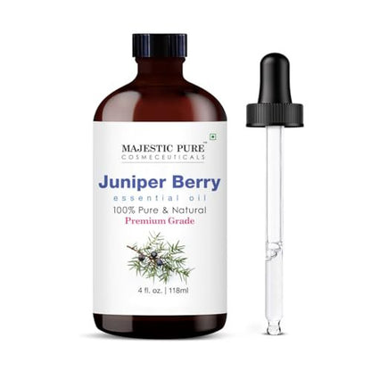 Majestic Pure Wacholder ätherisches Öl mit Glaspipette - 100% rein und natürlich - Ätherisches Öl für Diffuser, Aromatherapie, Seifen- und Kerzenherstellung, 118 ml