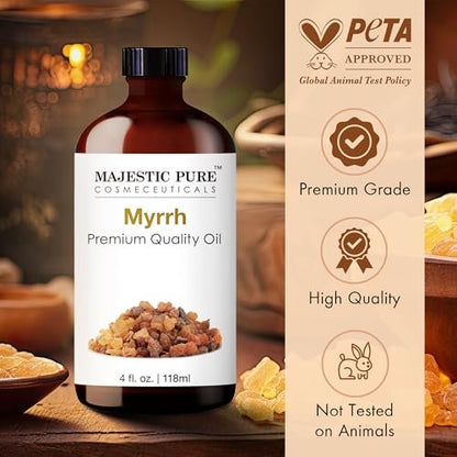Majestic Pure Myrrhe Ätherisches Öl mit Glaspipette – 100 % rein und natürlich – 118 ml
