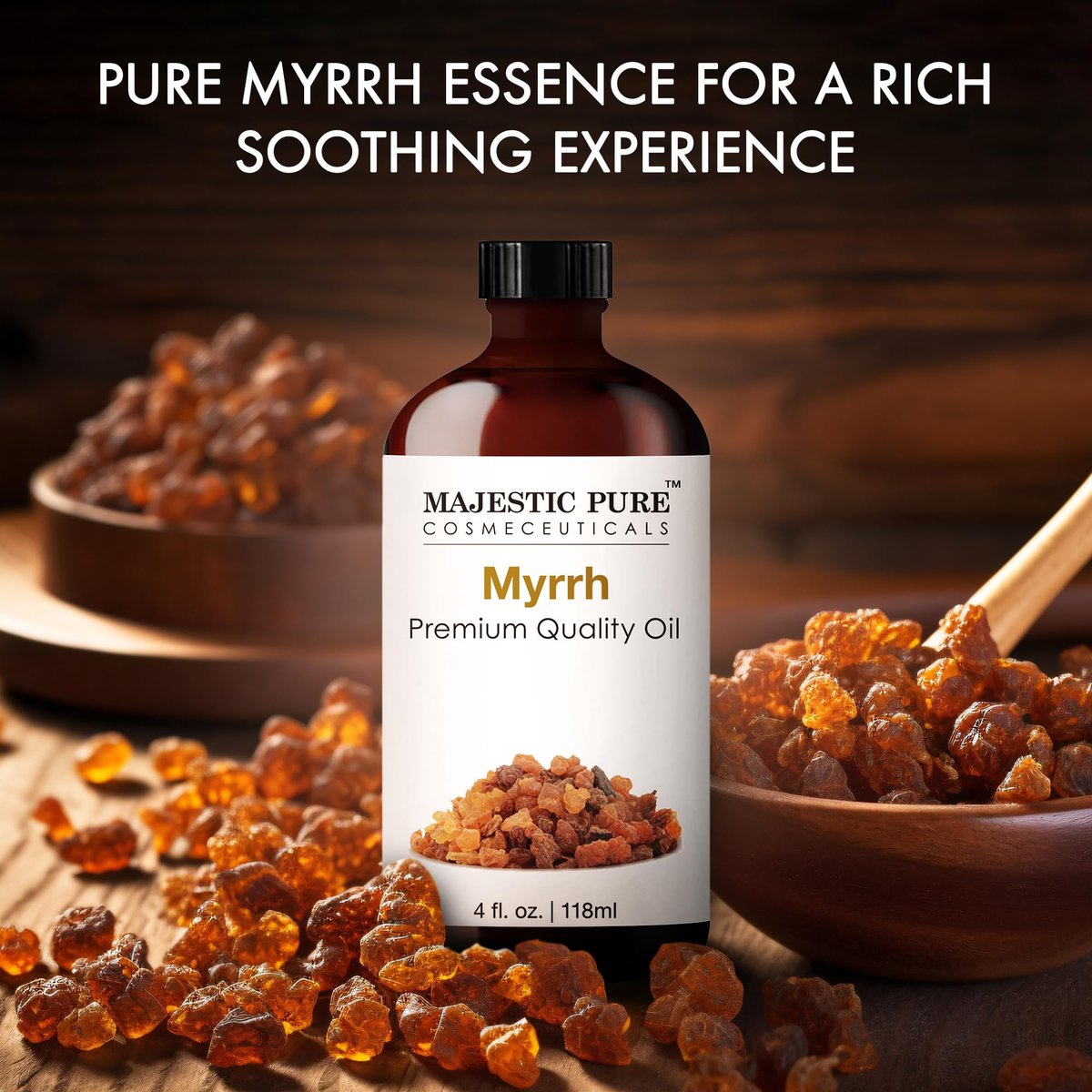 Majestic Pure Myrrhe Ätherisches Öl mit Glaspipette – 100 % rein und natürlich – 118 ml
