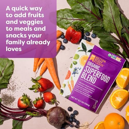 BetterBody Foods Bio Superfood-Pulver mit Protein, Vitamin C, E und B12 (360 g)