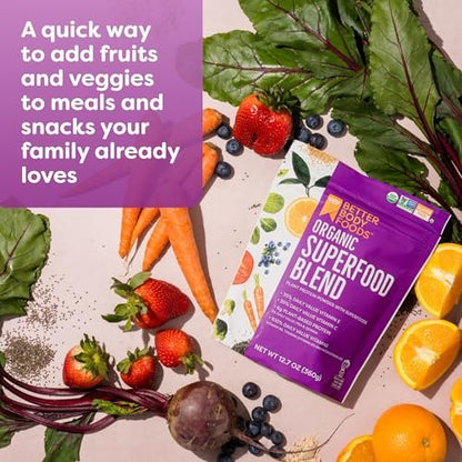 BetterBody Foods Bio Superfood-Pulver mit Protein, Vitamin C, E und B12 (360 g)