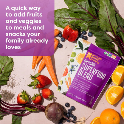 BetterBody Foods Bio Superfood-Pulver mit Protein, Vitamin C, E und B12 (360 g)