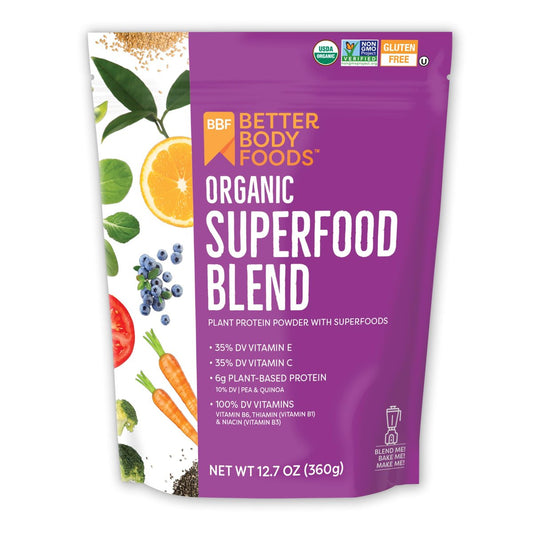 BetterBody Foods Bio Superfood-Pulver mit Protein, Vitamin C, E und B12 (360 g)