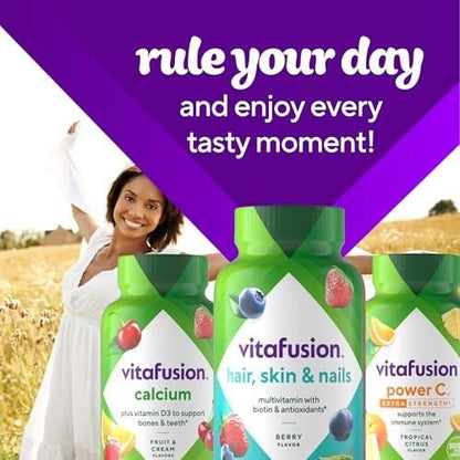 Vitafusion Gorgeous Hair, Skin & Nails Multivitamin Gummis mit Biotin und Antioxidantien Vitamin C & E, Himbeergeschmack, 135 Stück (45-Tage-Vorrat)