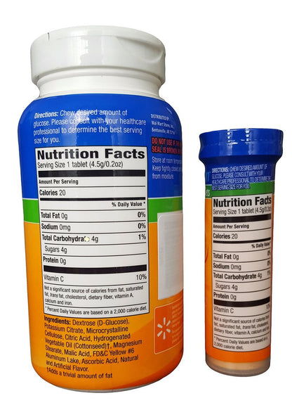 ReliOn Glucose Tabletten Orange – 50 Tabletten mit Reisetube (10 Tabletten) – Praktische Blutzuckerhilfe für Diabetiker