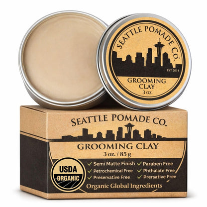 Seattle Pomade Co. Grooming Clay für Haar - USDA zertifiziert, mit organischen ätherischen Ölen, Bienenwachsbasis
