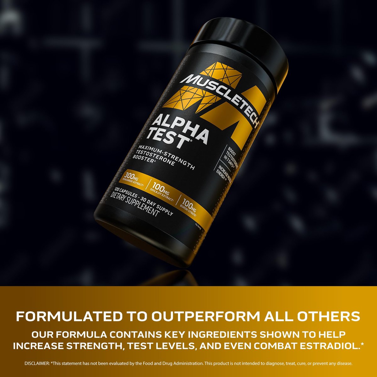 MuscleTech AlphaTest Testosteron-Booster für Männer – 120 Kapseln mit Tribulus Terrestris & Boron für Muskelwachstum, Ausdauer und Energie
