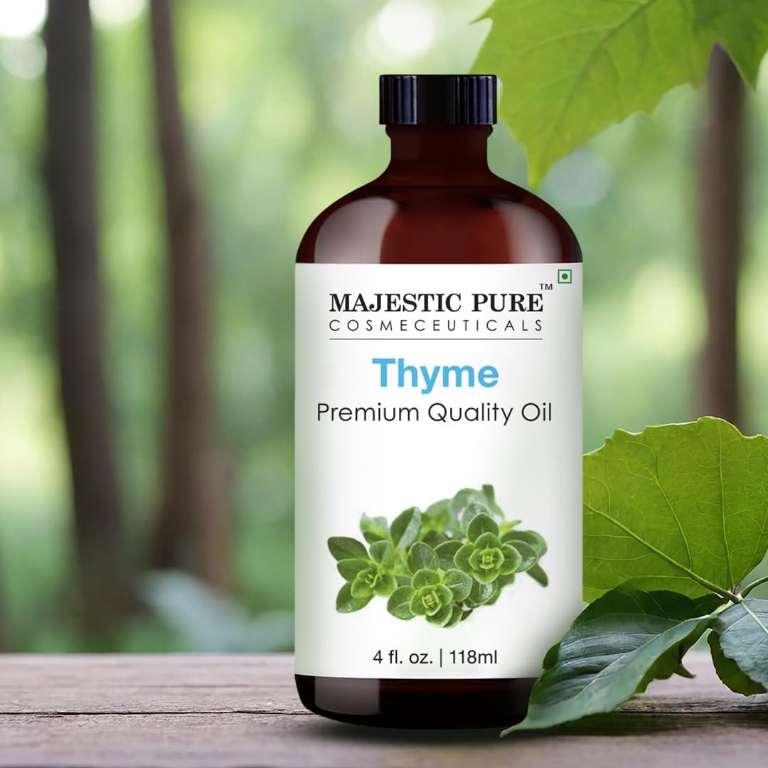 Majestic Pure Thymian Öl 100% rein und natürlich – Ätherisches Öl mit Glaspipette für Diffuser, Aromatherapie, Seifen- und Kerzenherstellung, 118 ml (4 Fl Oz)