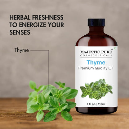 Majestic Pure Thymian Öl 100% rein und natürlich – Ätherisches Öl mit Glaspipette für Diffuser, Aromatherapie, Seifen- und Kerzenherstellung, 118 ml (4 Fl Oz)