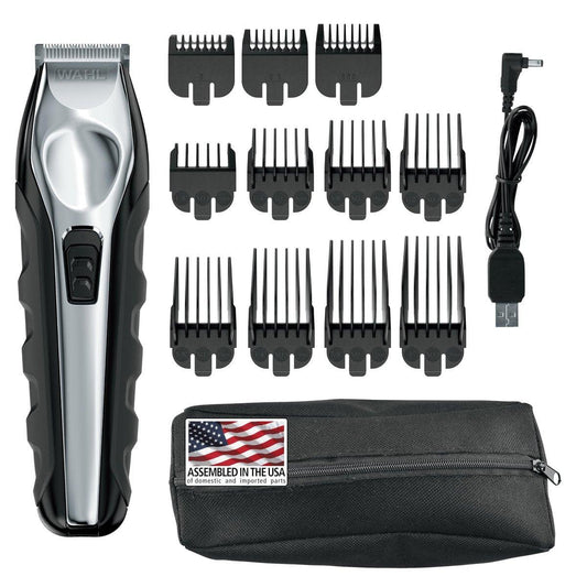Wahl USA Lithium Ion Barttrimmer für Herren mit 11 Aufsteckkämmen – Modell 9888
