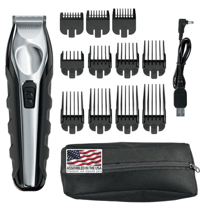 Wahl USA Lithium Ion Barttrimmer für Herren mit 11 Aufsteckkämmen – Modell 9888