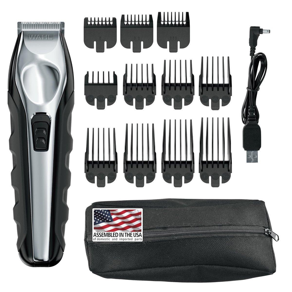 Wahl USA Lithium Ion Barttrimmer für Herren mit 11 Aufsteckkämmen – Modell 9888