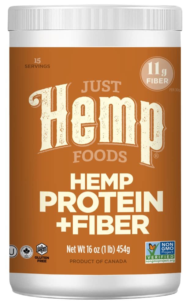 Just Hemp Foods Hanfproteinpulver Plus Ballaststoffe, Non-GMO verifiziert, 11g Protein & 11g Ballaststoffe pro Portion, 454 g – Verpackung kann variieren