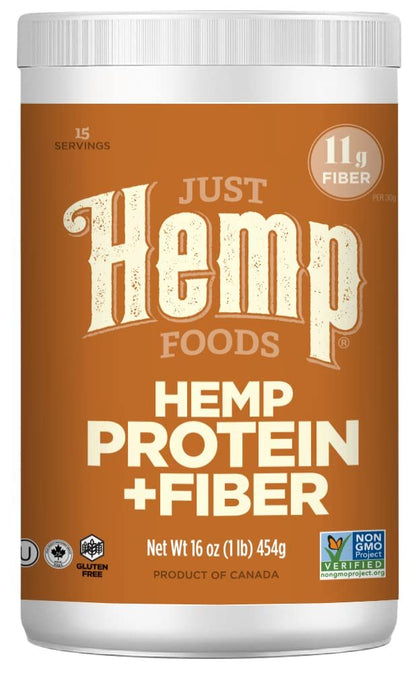 Just Hemp Foods Hanfproteinpulver Plus Ballaststoffe, Non-GMO verifiziert, 11g Protein & 11g Ballaststoffe pro Portion, 454 g – Verpackung kann variieren