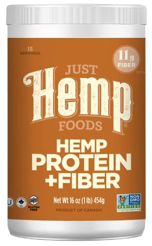 Just Hemp Foods Hanfproteinpulver Plus Ballaststoffe, Non-GMO verifiziert, 11g Protein & 11g Ballaststoffe pro Portion, 454 g – Verpackung kann variieren