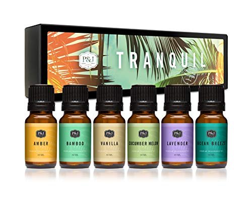 P&J Trading Duftöl Set Tranquil | Vanille, Gurkenmelone, Lavendel, Amber, Bambus & Meeresbrise – für Kerzen, Seifen, Diffuser & Frischeduft