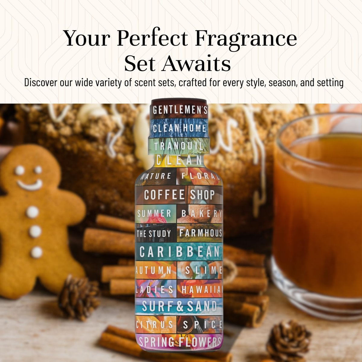 P&J Trading Duftöle für Diffuser – Gewürz-Set für Zuhause – 6 Flaschen à 10 ml – Apfelwein, Zimt & mehr – für Aromadiffuser, Kerzenherstellung, Seifenherstellung, Auto-Diffuser