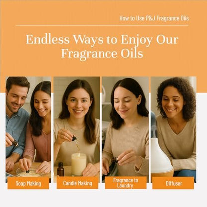 P&J Trading Duftöle für Diffuser – Gewürz-Set für Zuhause – 6 Flaschen à 10 ml – Apfelwein, Zimt & mehr – für Aromadiffuser, Kerzenherstellung, Seifenherstellung, Auto-Diffuser