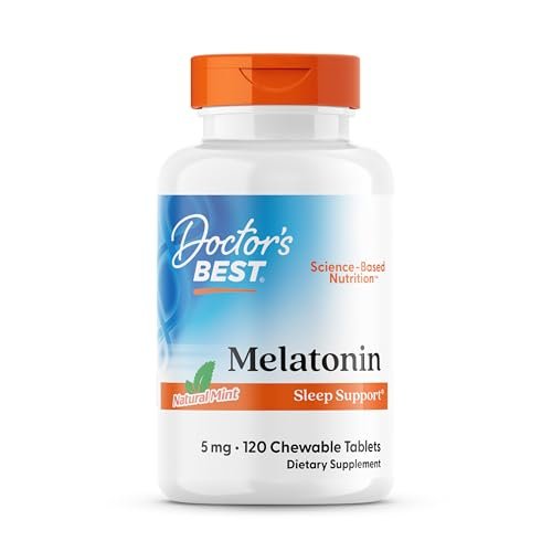 Doctors Best Melatonin 5 mg Kautabletten für Erwachsene – Schlafunterstützung für Männer & Frauen, glutenfrei, vegan, nicht gentechnisch verändert, natürlicher Minzgeschmack – 120 Kautabletten
