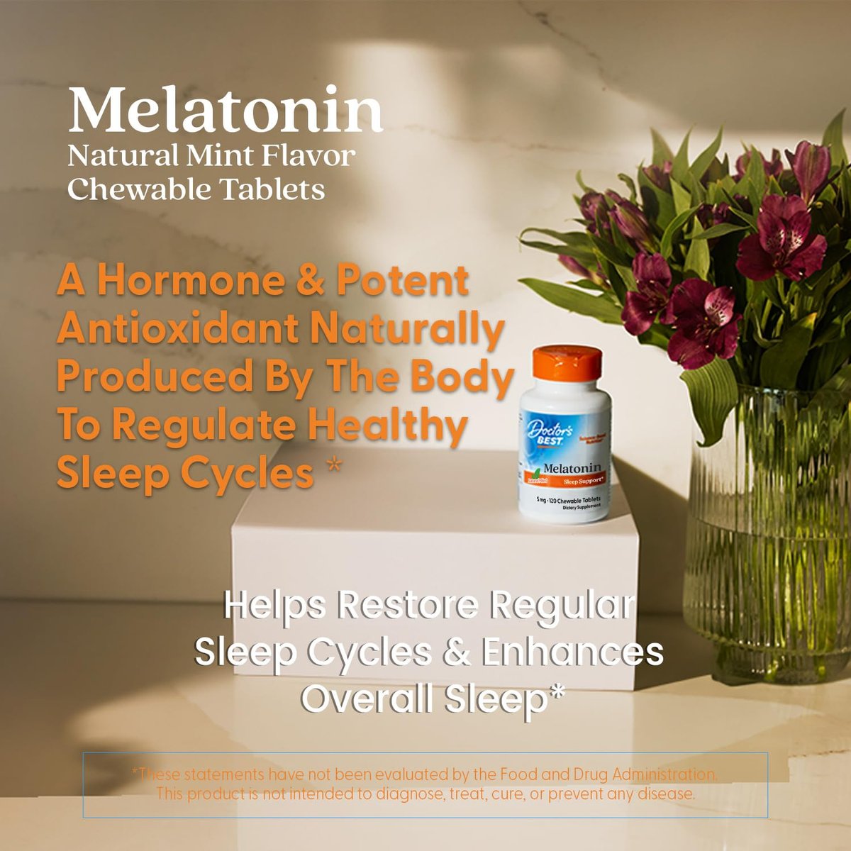 Doctors Best Melatonin 5 mg Kautabletten für Erwachsene – Schlafunterstützung für Männer & Frauen, glutenfrei, vegan, nicht gentechnisch verändert, natürlicher Minzgeschmack – 120 Kautabletten