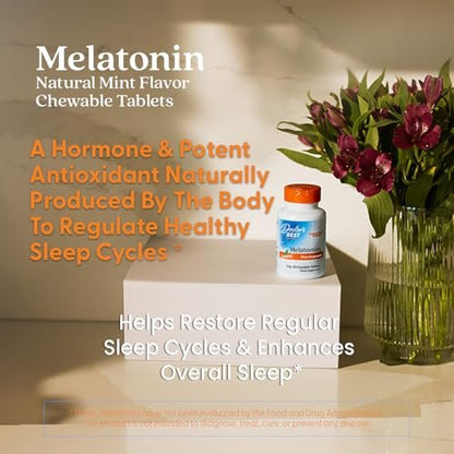Doctors Best Melatonin 5 mg Kautabletten für Erwachsene – Schlafunterstützung für Männer & Frauen, glutenfrei, vegan, nicht gentechnisch verändert, natürlicher Minzgeschmack – 120 Kautabletten