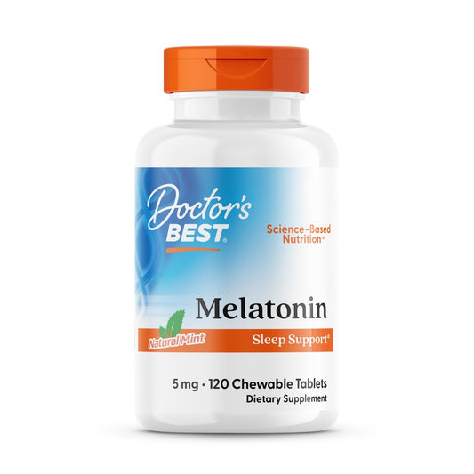 Doctors Best Melatonin 5 mg Kautabletten für Erwachsene – Schlafunterstützung für Männer & Frauen, glutenfrei, vegan, nicht gentechnisch verändert, natürlicher Minzgeschmack – 120 Kautabletten