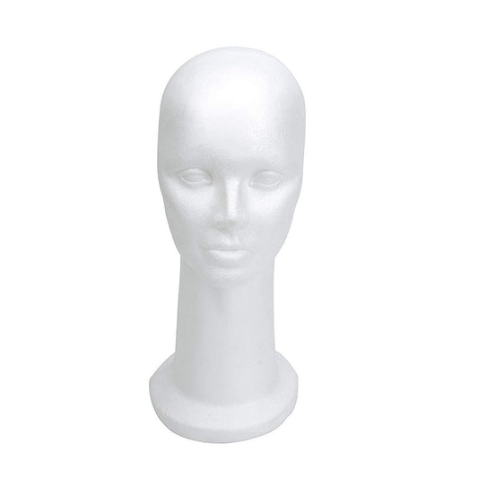 BHD BEAUTY 15 Zoll Styropor-Schaufensterpuppenkopf für Perücken, Hüte und Haarstyling - Weiß, 1 Stück