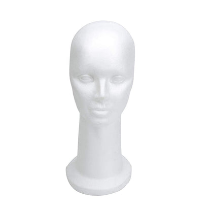 BHD BEAUTY 15 Zoll Styropor-Schaufensterpuppenkopf für Perücken, Hüte und Haarstyling - Weiß, 1 Stück