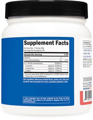Nutricost BCAA Pulver 2:1:1 (Wassermelone) - 60 Portionen