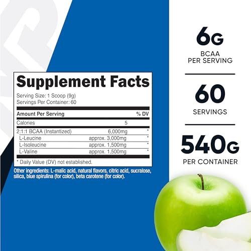 Nutricost BCAA Pulver 2:1:1 (Grüner Apfel, 60 Portionen)