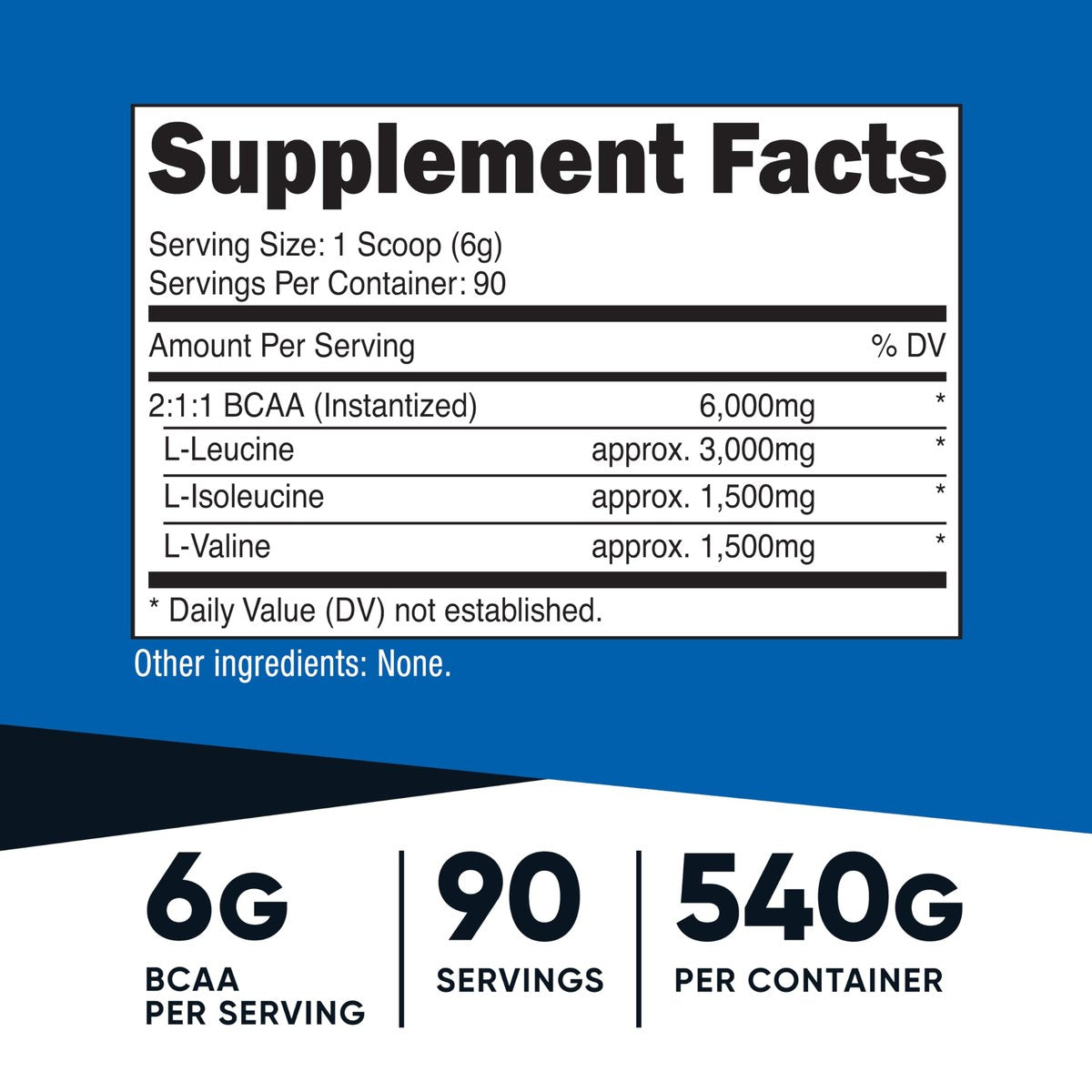 Nutricost BCAA Pulver 2:1:1 (90 Portionen, ohne Geschmack) – Verzweigtkettige Aminosäuren