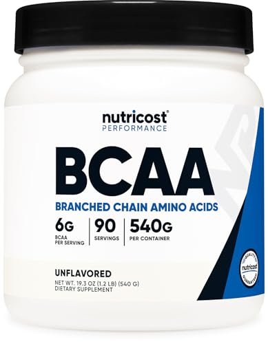 Nutricost BCAA Pulver 2:1:1 (90 Portionen, ohne Geschmack) – Verzweigtkettige Aminosäuren
