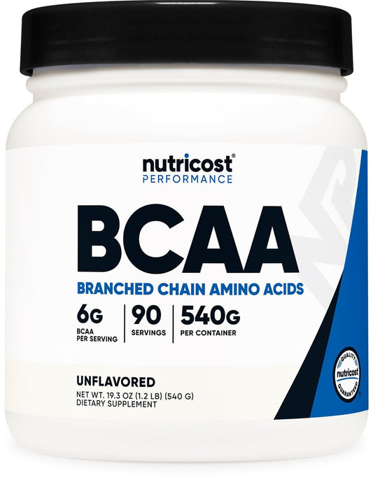 Nutricost BCAA Pulver 2:1:1 (90 Portionen, ohne Geschmack) – Verzweigtkettige Aminosäuren