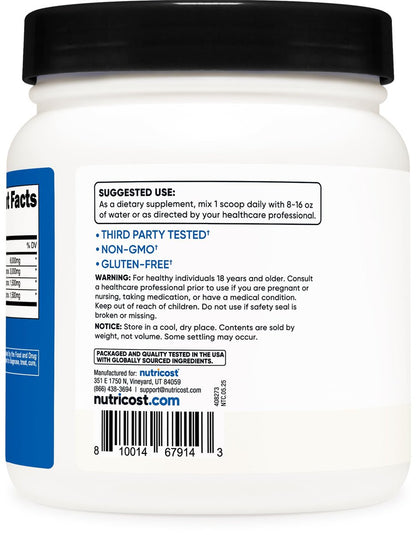 Nutricost BCAA Pulver 2:1:1 (90 Portionen, ohne Geschmack) – Verzweigtkettige Aminosäuren