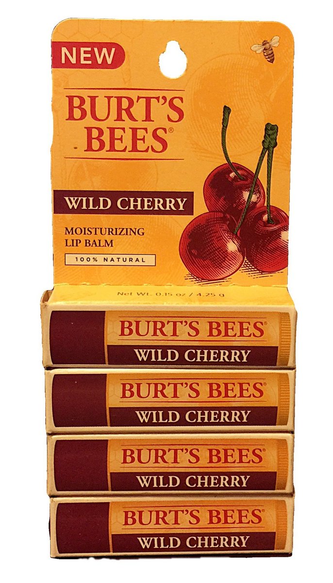 Burt's Bees Wild Cherry Lippenbalsam 0.15 oz (4er-Pack) – Feuchtigkeitsspendender Balsam mit natürlichen Inhaltsstoffen