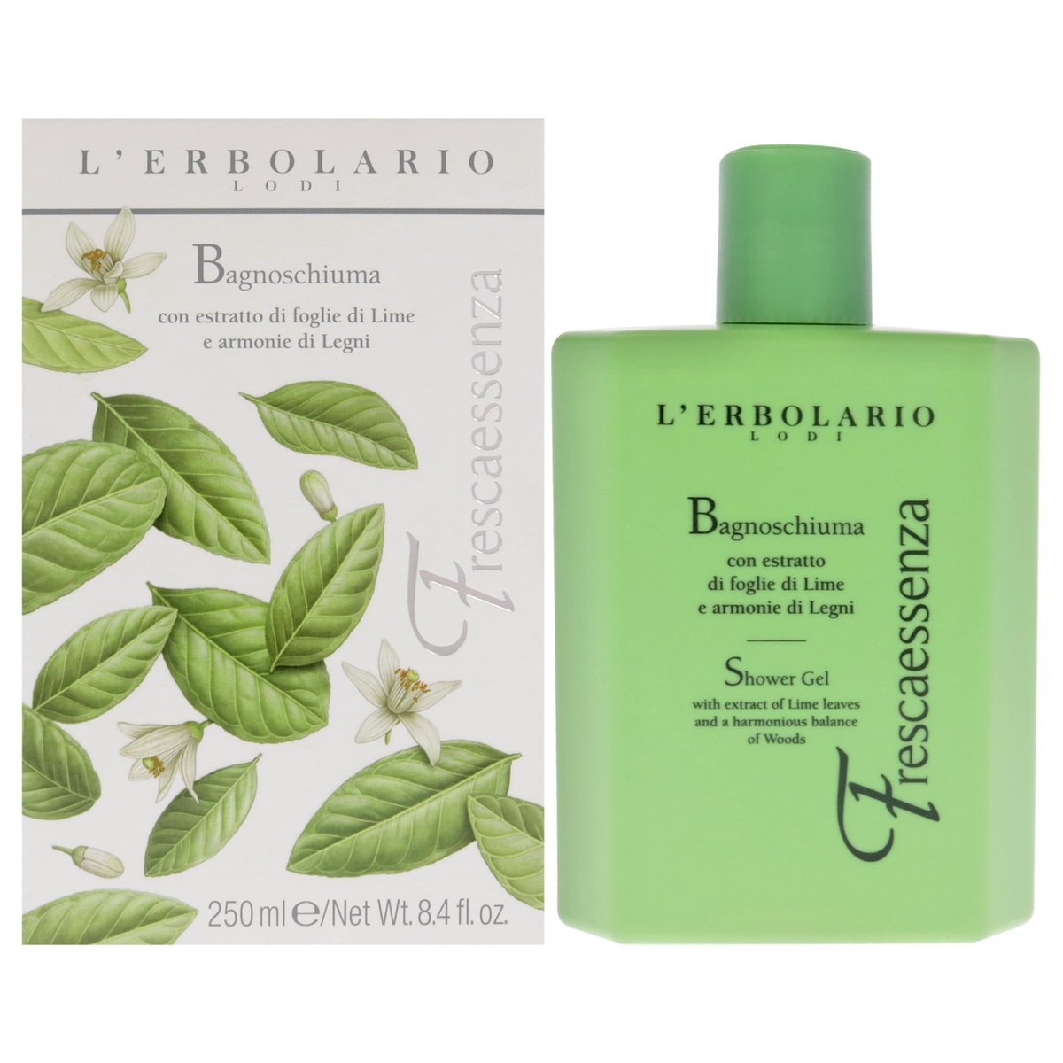 L'Erbolario Duschgel – Tonisierende Körperpflege mit Pflanzenextrakten und Vitamin E – Belebendes Duschbad mit holzigem Zitrusduft – Frescaessenza – 250 ml