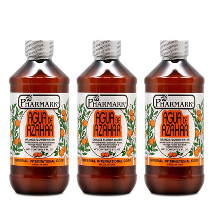 Pharmark Orangenblütenwasser - Natürlicher, alkoholfreier Gesichtstoner & feuchtigkeitsspendender Neroli-Nebel für empfindliche Haut - Beruhigendes pflanzliches Adstringens (8oz, 3er-Pack)