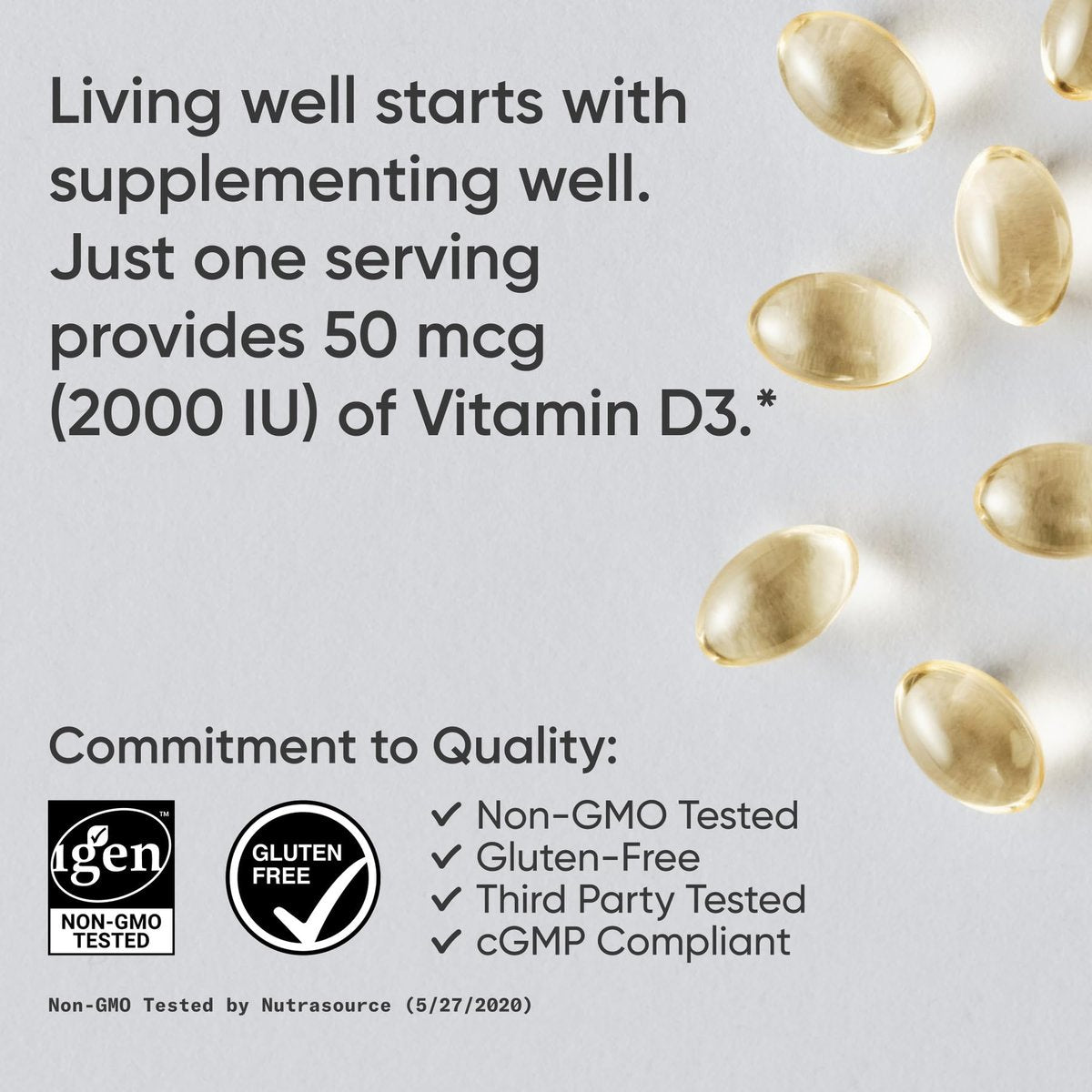 Sports Research Vitamin D3 2000 IE mit Kokos-MCT-Öl – Doppelte Stärke Vitamin-D-Ergänzung – Non-GMO verifiziert, gluten- & sojafrei – 50 µg, 360 flüssige Weichkapseln