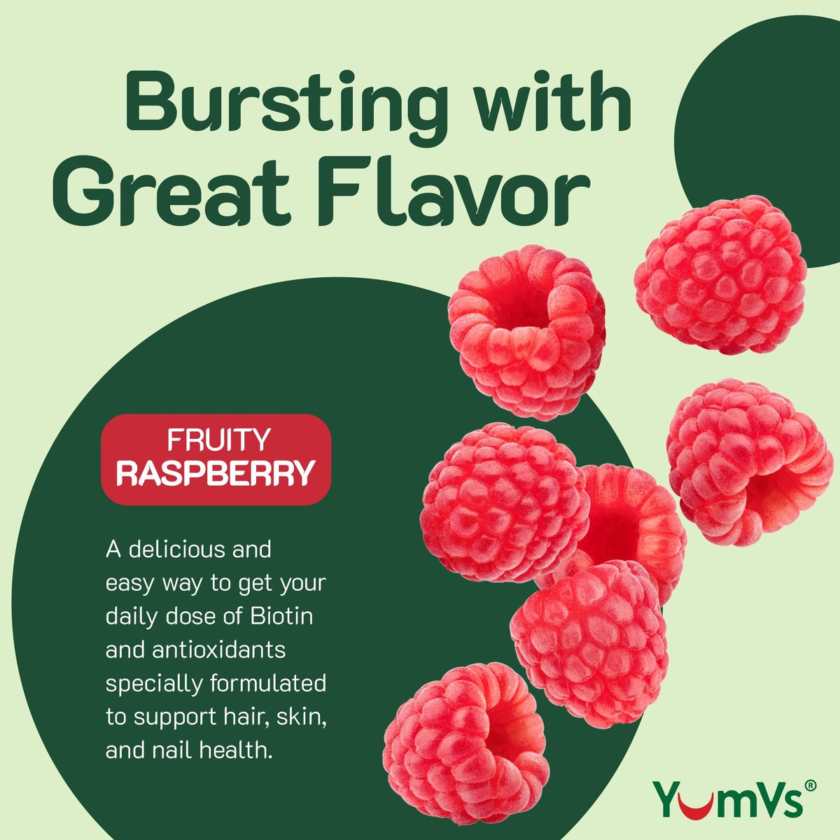 YUM-V'S Teen Multivitamin Gummis mit Biotin & Antioxidantien – Himbeergeschmack – Unterstützung für Haare, Haut & Nägel – Koschere Gummivitamine für Jugendliche 12–17 Jahre – 60 Stück