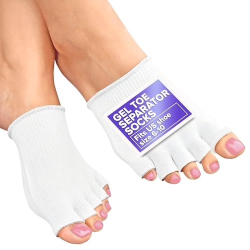 Gel-Zehenspreizer für Damen Socken – Gel-Kompressionssocken Damen – Entspannung, Komfort für die Nacht, Zehenspreizer für Pediküre & Feuchtigkeitspflege, Passend für US-Größen 6-10, Weiche Baumwolle, Langlebiges Design