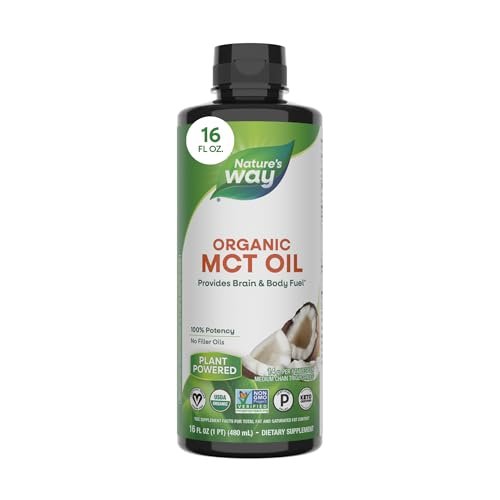 Nature's Way Bio-MCT-Öl, Gehirn- und Körperbrennstoff*, Flüssiges Kokosnuss-MCT-Öl mit C8-Capryl- und C10-Caprinsäure, 14 g mittelkettige Triglyceride pro Portion, Keto- und Paleo-zertifiziert, Nicht-GVO, 473 ml