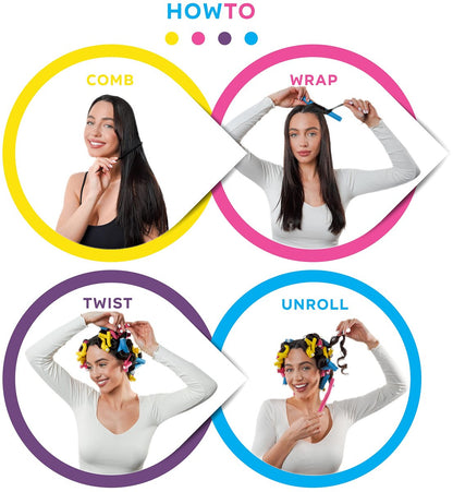 Tifara Beauty Salon Heatless Flexible Hair Rollers Curlers 42er-Pack 7" Weiche Schaumstoff Flexi Twist Lockenwickler für kurzes und langes Haar