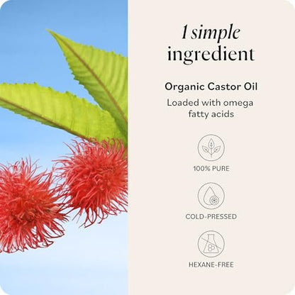 Sky Organics Rizinusöl Bio - Volumen-Haaröl - Für Kopfhaut, Wimpern, Augenbrauen - Reines Rizinusöl Kaltgepresst - Natürlicher Conditioner - Omega-Fettsäuren, Vegan - Schönheit, Haarpflege & Selbstpflege - 473 ml
