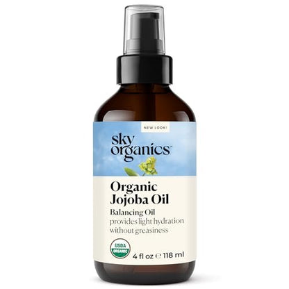 Sky Organics Bio Jojobaöl, 100% rein | Feuchtigkeitsspendend für Gesicht, Haare, Haut & Nägel | Kaltgepresst, hexanfrei | Basis-Trägeröl