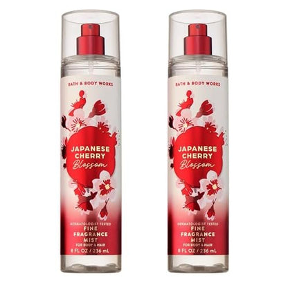Bath & Body Works Japanese Cherry Blossom Feiner Duftnebel – Körperspray & Parfüm für Frauen, langanhaltender persönlicher Duft, ikonischer Blumenduft, 8 fl oz – 2er-Pack