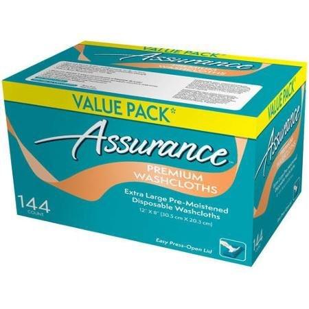 Assurance Premium Waschlappen im Großpack – 144 Stück pro Karton (2er-Pack, insgesamt 288 Waschlappen)