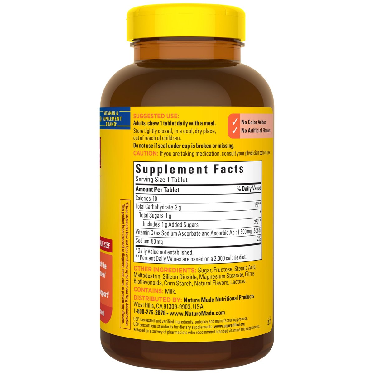 Nature Made Vitamin C 500 mg Kautabletten – Immunsystem stärken, 150 Tabletten, 150 Tage Vorrat