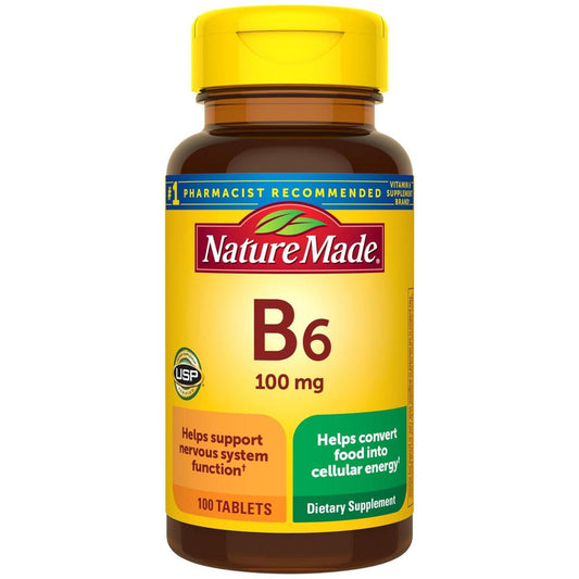 Nature Made Vitamin B6 100 mg – 100 Tabletten für den Energiestoffwechsel