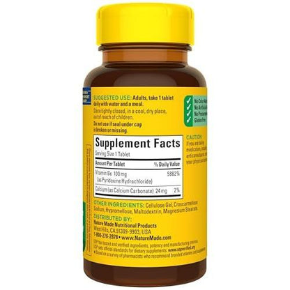 Nature Made Vitamin B6 100 mg – 100 Tabletten für den Energiestoffwechsel